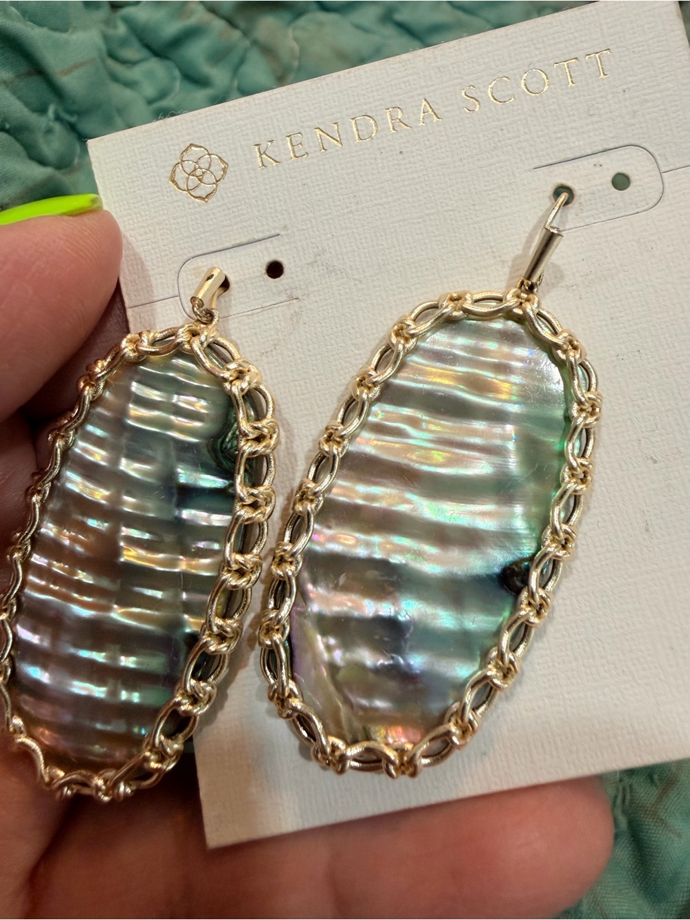 Kendra Scott Danielle Macrame abalone earrings in gold tone hardware - Picture 6 of 6